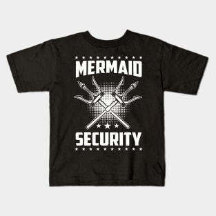 Mermaid Security Funny Halloween Gift for Dad Trident Kids T-Shirt